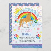 Unicorn Birthday-inbjudningar, för barn