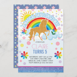 Unicorn Birthday-inbjudningar, för barn Inbjudningar