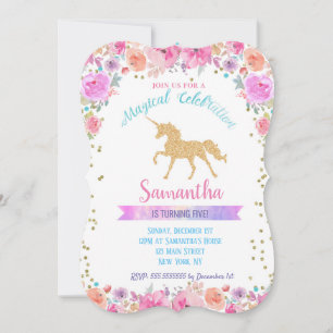 Unicorn Birthday-inbjudningar Inbjudningar