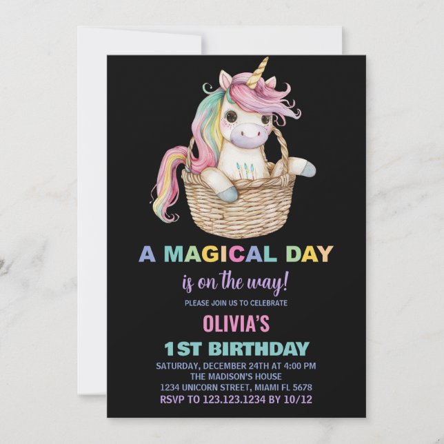 Unicorn Birthday-inbjudningar Inbjudningar (Framsida)