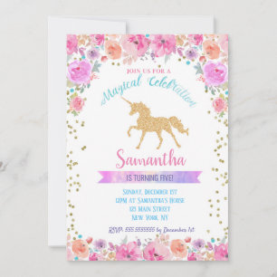 Unicorn Birthday-inbjudningar Inbjudningar