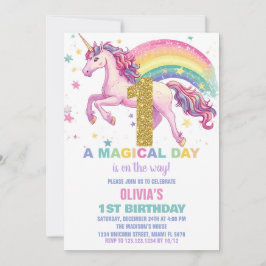 Unicorn Birthday-inbjudningar Inbjudningar