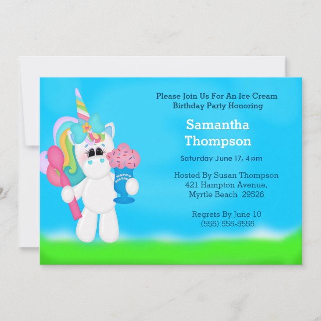 Unicorn Birthday-inbjudningar Inbjudningar (Framsida)