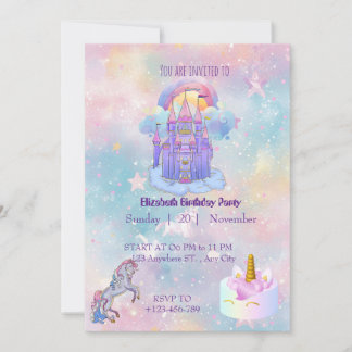 Unicorn birthday Invitation card Inbjudningar
