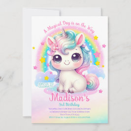 Unicorn Birthday Invitation Inbjudningar