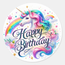 Unicorn Birthday-klistermärken