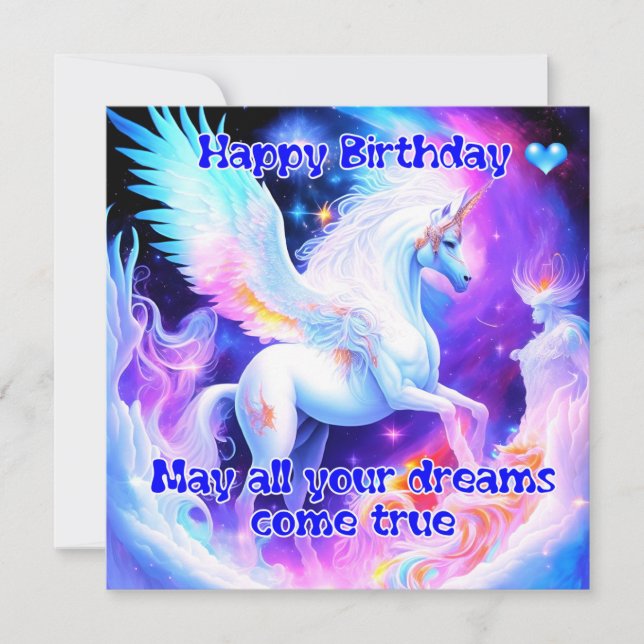 Unicorn Birthday Kort (Framsida)