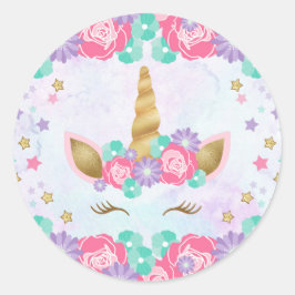 Unicorn Birthday Kuvert Seals Runt Klistermärke