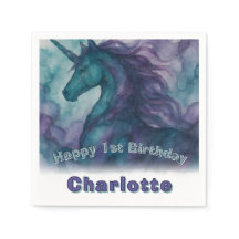 Unicorn Birthday Napkin - Alkohol Bläck Stil