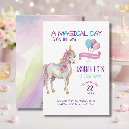 Unicorn Birthday Party Invitation Inbjudningar
