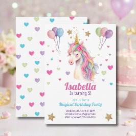 Unicorn Birthday Party Invitation Inbjudningar