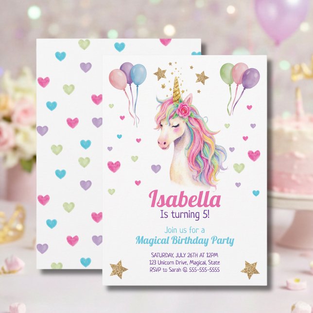 Unicorn Birthday Party Invitation Inbjudningar (Skapare uppladdad)