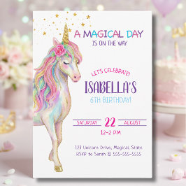 Unicorn Birthday Party Invitation Inbjudningar