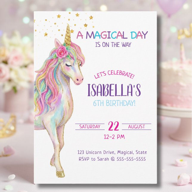 Unicorn Birthday Party Invitation Inbjudningar (Skapare uppladdad)