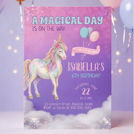 Unicorn Birthday Party Invitation Inbjudningar