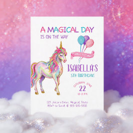 Unicorn Birthday Party Invitation Inbjudningar
