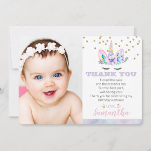 Unicorn Birthday Photo Flat Tack Kort