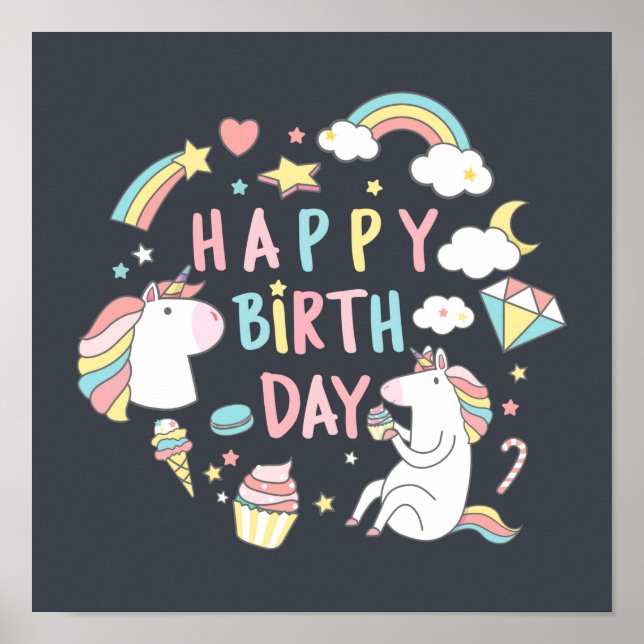 Unicorn Birthday Poster (Framsidan)