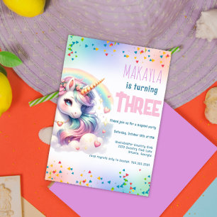 Unicorn Birthday Rainbow children Party Anpassade Inbjudningar