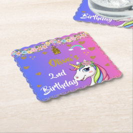 Unicorn Birthday | Rainbow Unicorn Party Underlägg Papper