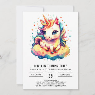 Unicorn Birthday Stollig Inbjudningar