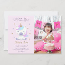 Unicorn Birthday Tack Photo Card