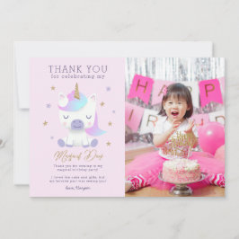 Unicorn Birthday Tack Photo Card Kort