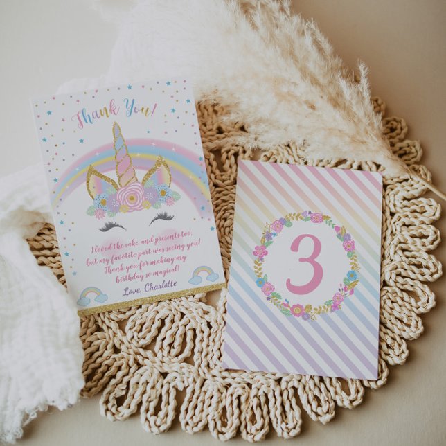 Unicorn Birthday Tack, Unicorn Party Tack Kort (Skapare uppladdad)