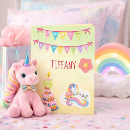 Unicorn Birthday Tema 6 år Kort