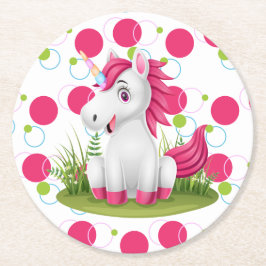 Unicorn Birthday Theme Underlägg Papper Rund