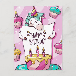 Unicorn Birthday Vykort