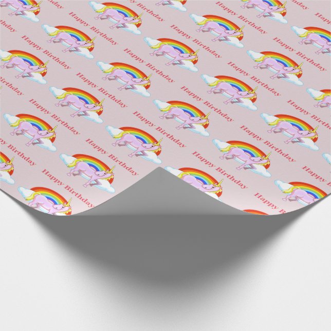 Unicorn Birthday Wrapping Papper Presentpapper (Hörn)