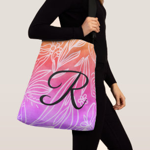 Unicorn Black Monogram Rosa White Löv Teckning Axelväska