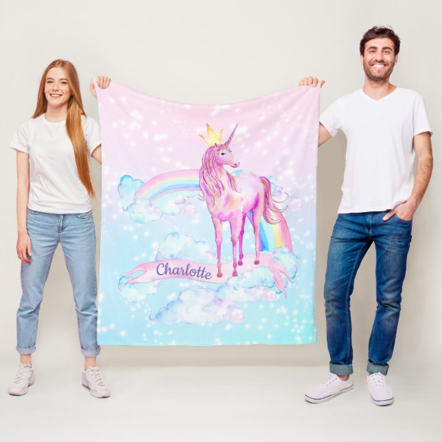 Unicorn Blanket Personlig Unicorn Blankets Fleecefilt (På plats)