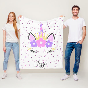 Unicorn Blanket Unicorn Ansikte Fleecefilt