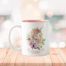 Unicorn-Blommigt Två-Tonad Mugg
