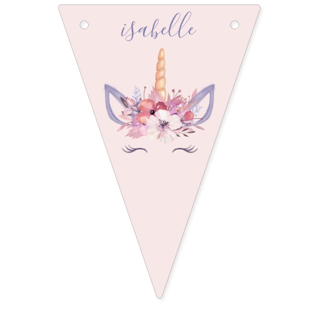 Unicorn-blommigtens vattenfärgsdag vimplar (Första flaggan)