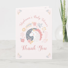 Unicorn Blommigts Baby Shower-Personlig Tack Kort