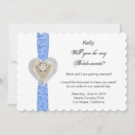 Unicorn Blue Snöre Bröllop Bridesmaid Card Inbjudningar