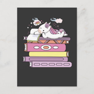 Unicorn Bok Reading Girl Reader Future Librarian Vykort