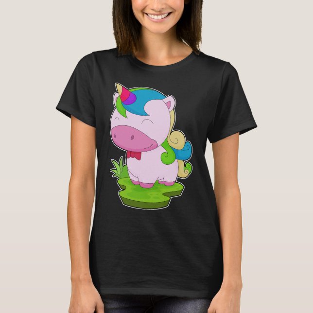 Unicorn Bow tie T Shirt (Framsida)
