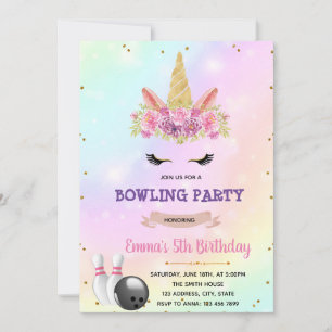 Unicorn bowling-partiinbjudan inbjudningar
