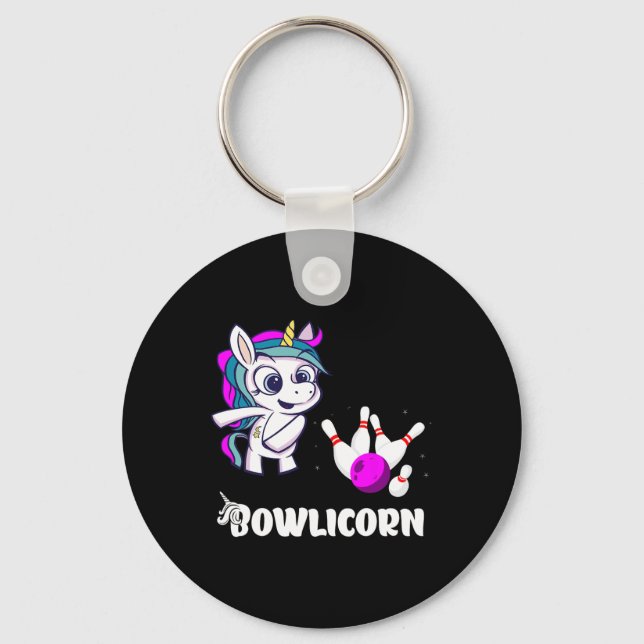 Unicorn Bowling Pin Strejka Bowling Bowlareare Bow Nyckelring (Framsida)