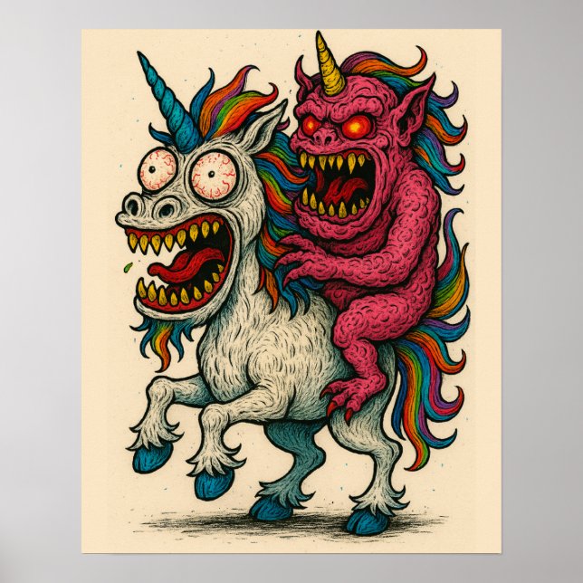 Unicorn & Brain Monster Poster (Framsidan)