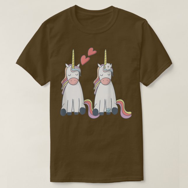 Unicorn Bride och Groom Inlove T Shirt (Design framsida)