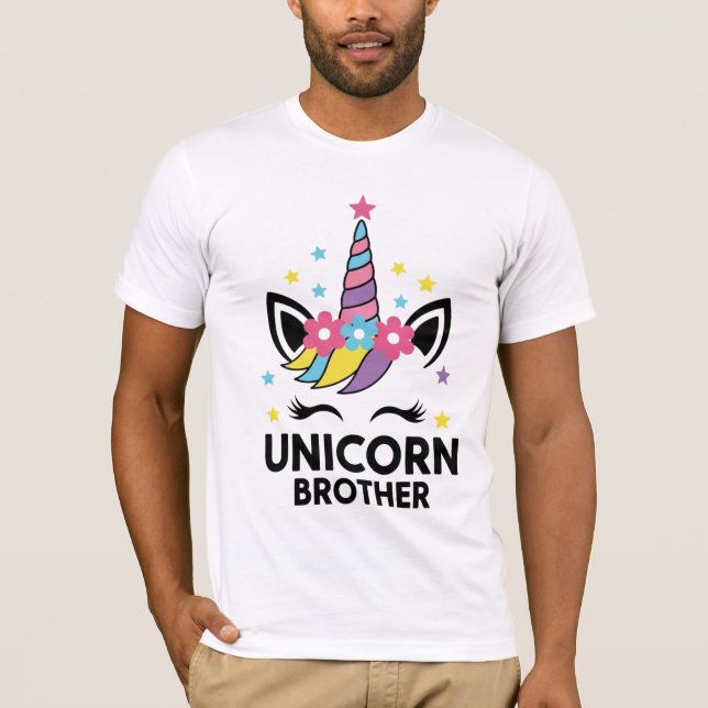 Unicorn Brother Adult Birthday Party T-Shirt (Framsida)
