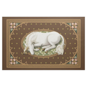 Unicorn Brown Medieval 1-tums panel Tyg