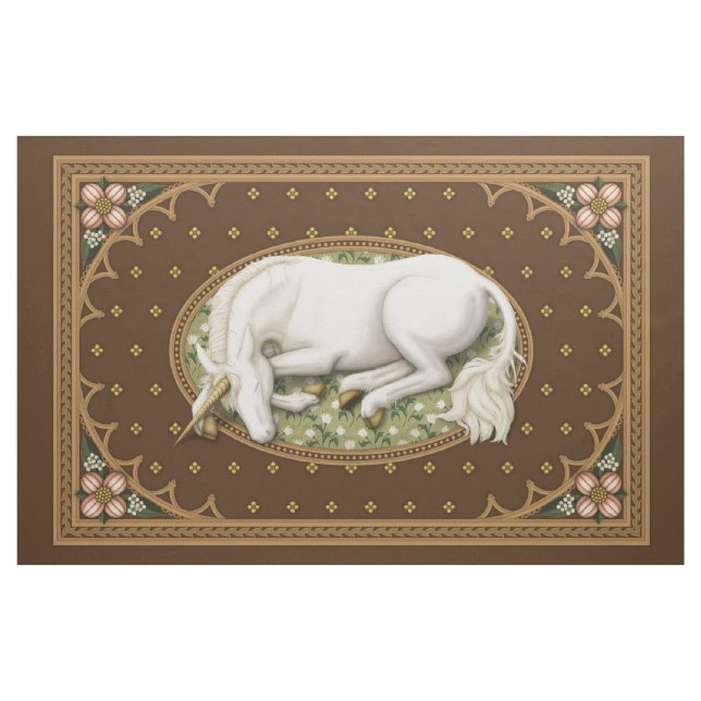 Unicorn Brown Medieval 1-tums panel Tyg (Yard)