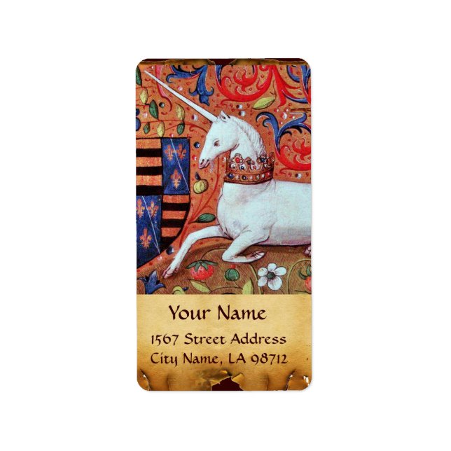 UNICORN BROWN PARCHMENT Monogram Adressetikett (Framsidan)