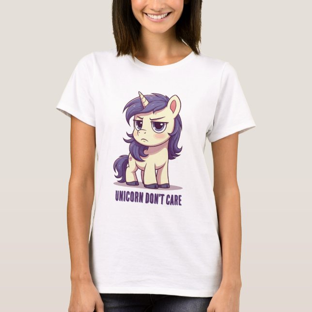 Unicorn bryr sig inte T-shirt (Framsida)